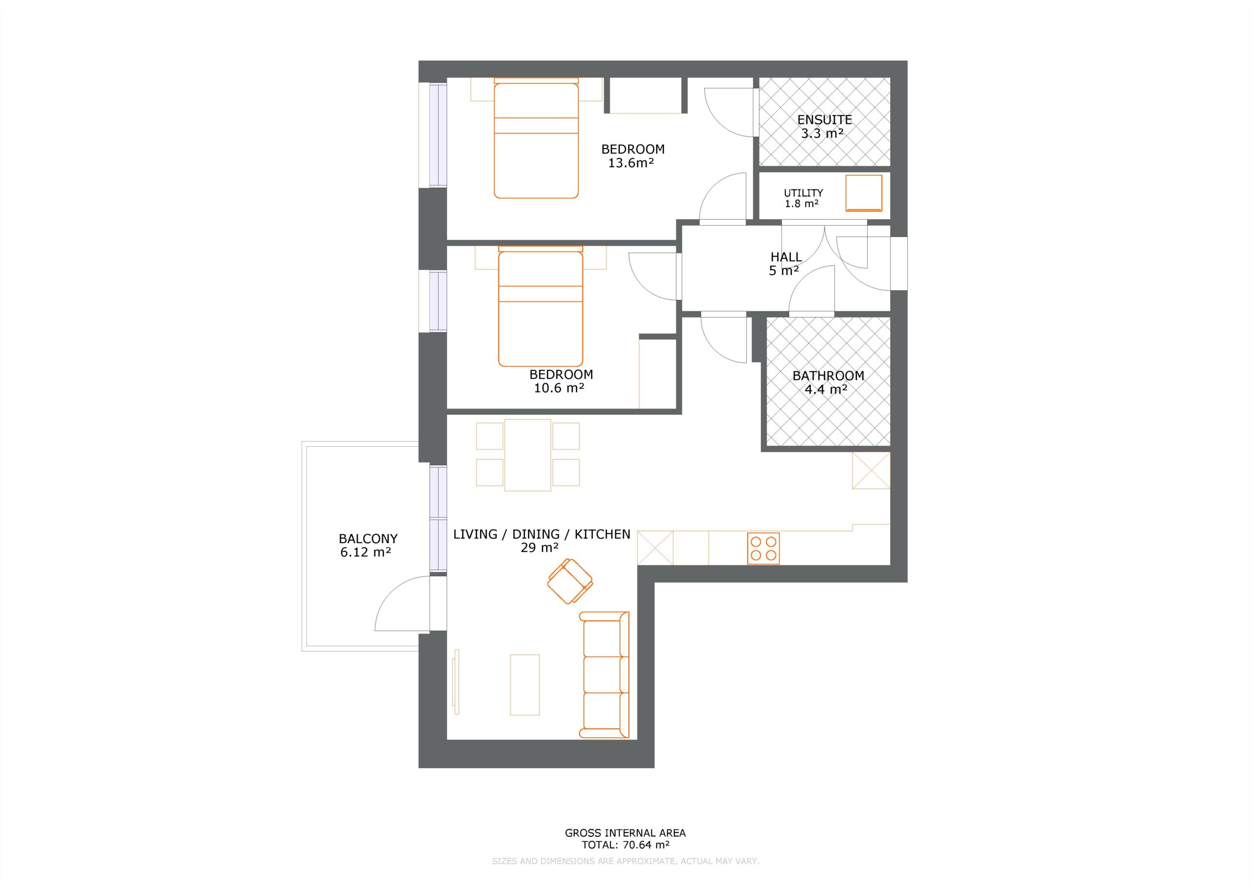 UNCLE Colindale Two Apartment Floorplan