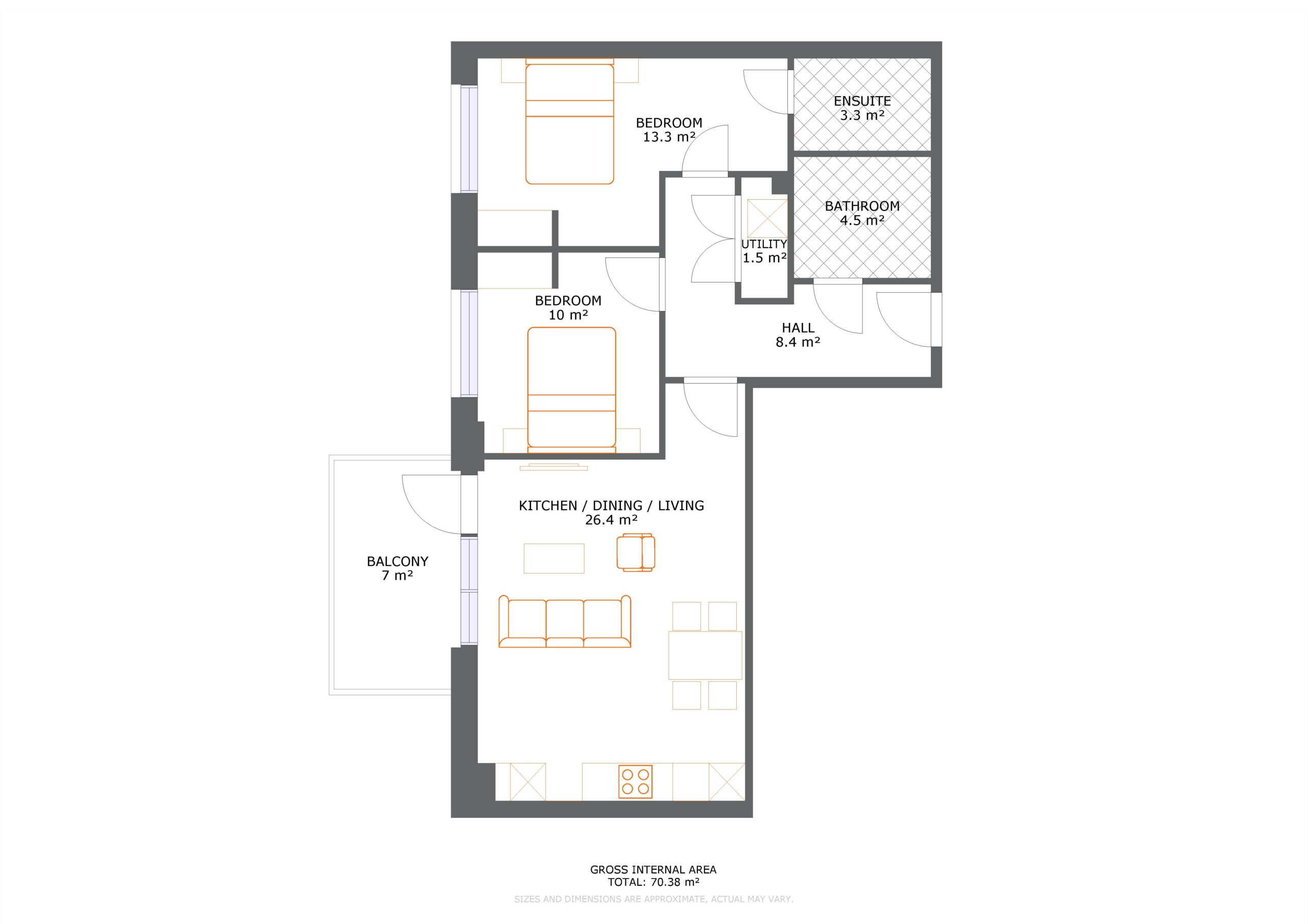 UNCLE Colindale Two Apartment Floorplan