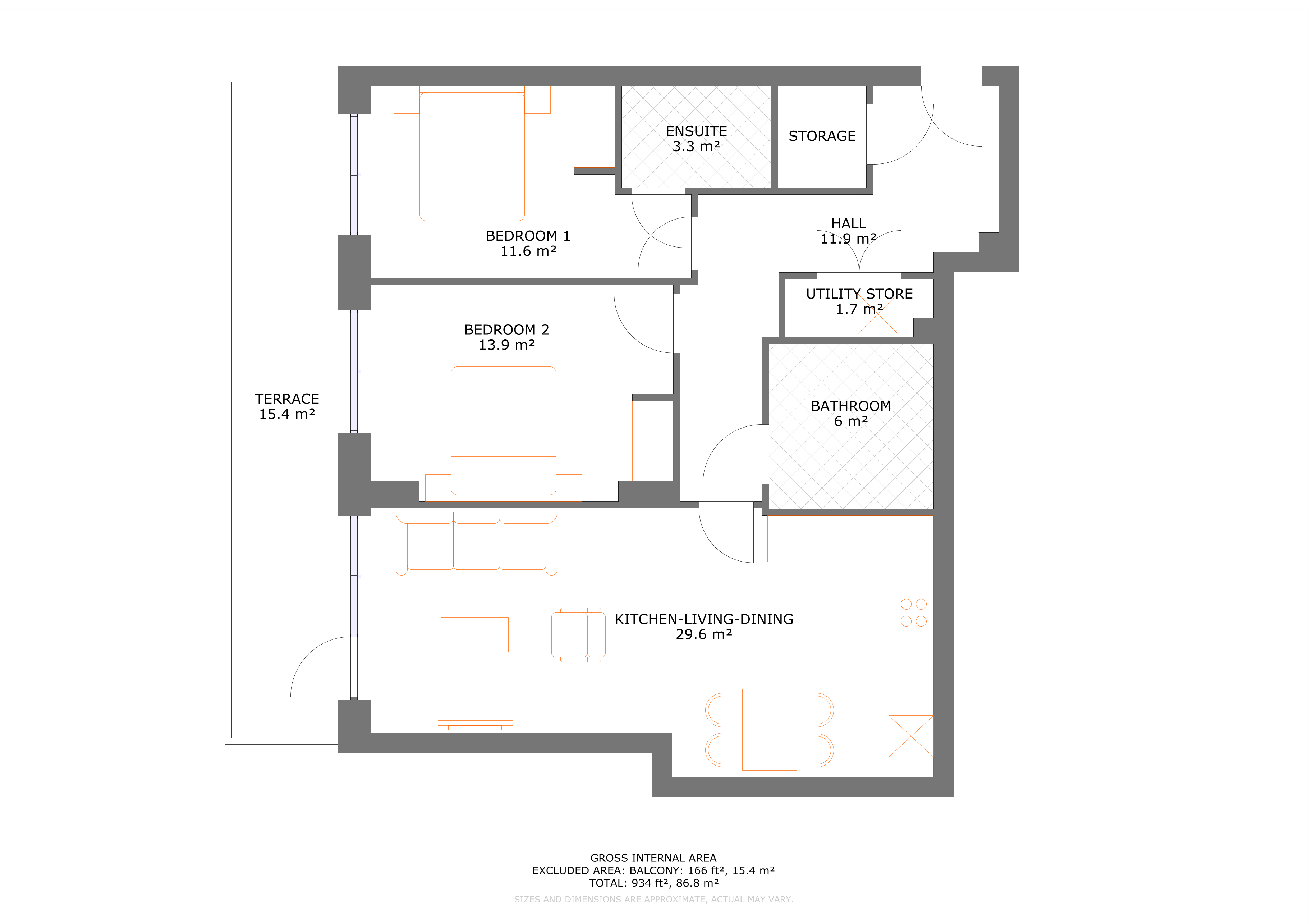 UNCLE Colindale Two Apartment Floorplan