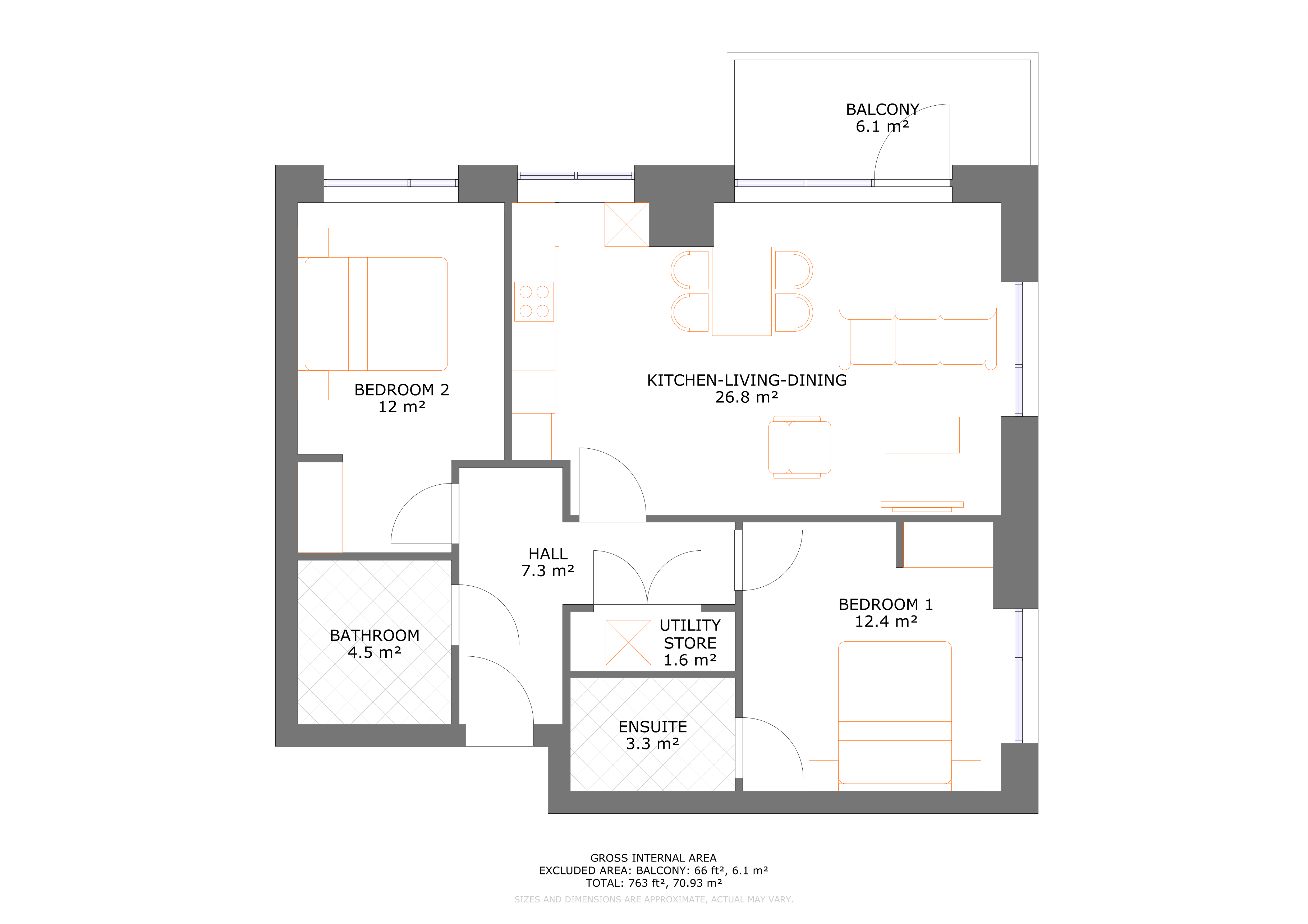 UNCLE Colindale Two Apartment Floorplan