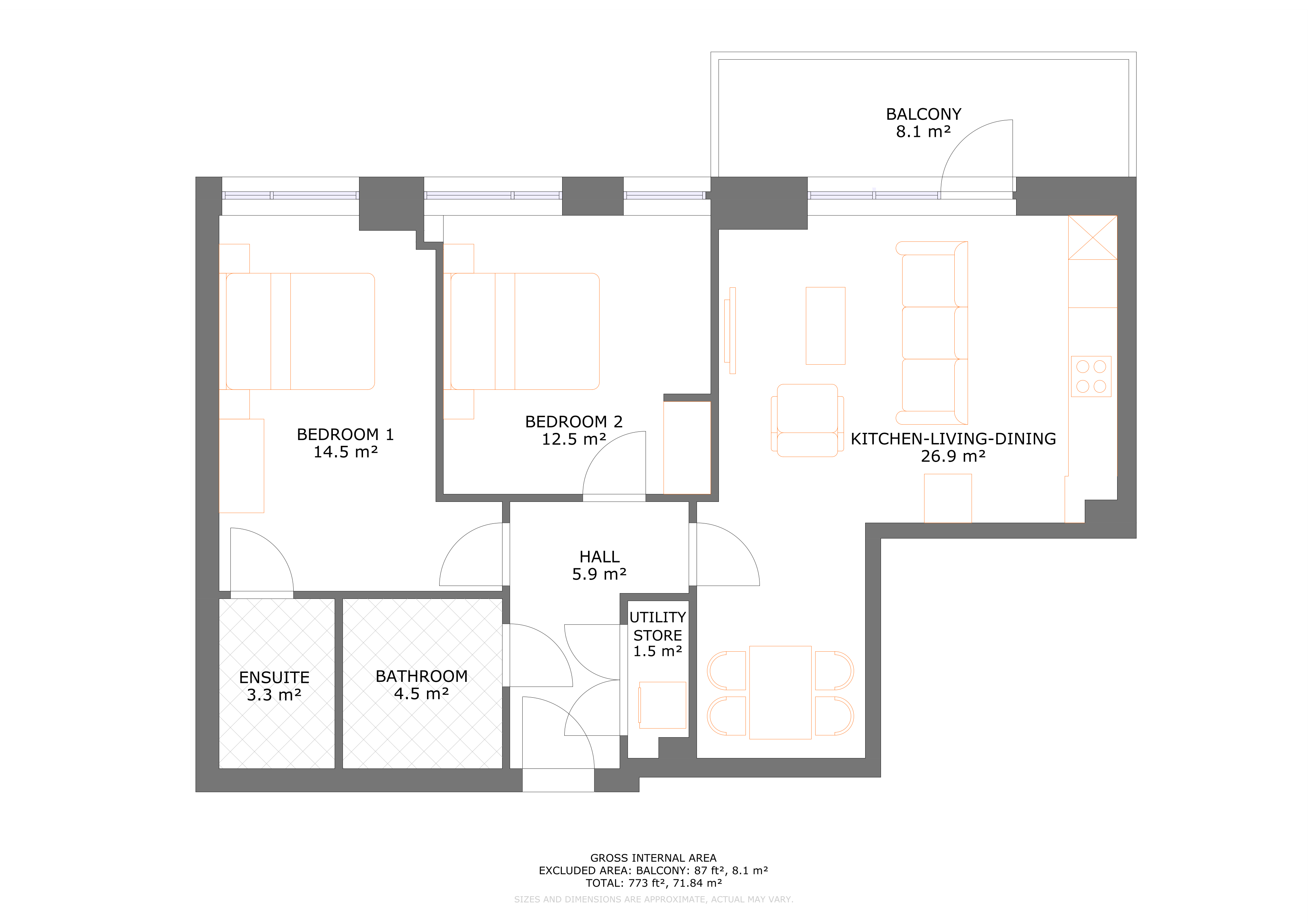 UNCLE Colindale Two Apartment Floorplan