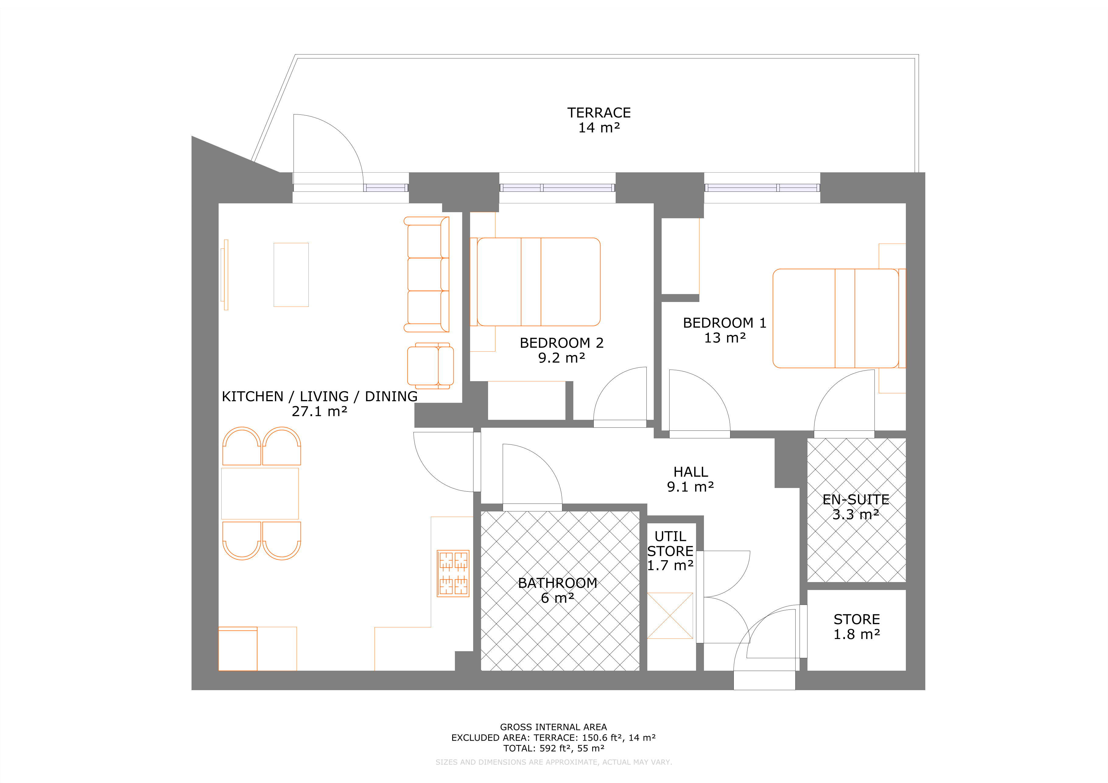 UNCLE Colindale Two Apartment Floorplan